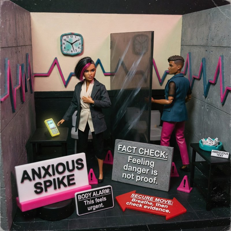 Diorama panel: anxious trigger spike teaching scene